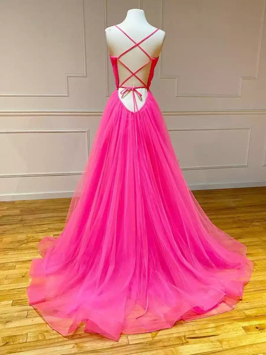 Stunning A-line chiffon thin shoulder strap collar sleeveless tight corset lace up back Prom Dresses