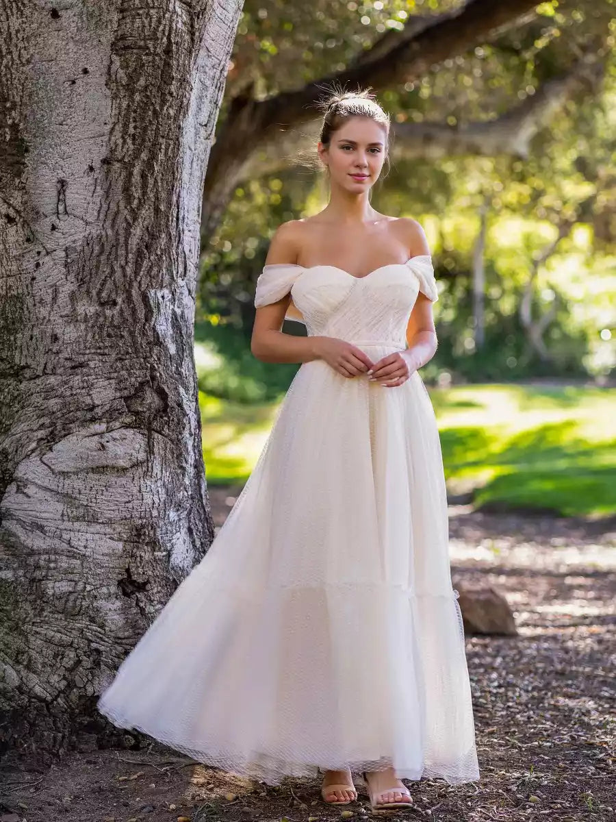 Stunning A-line sheer and heart-shaped neckline with exposed shoulder and pleated zipper back Prom Dresses