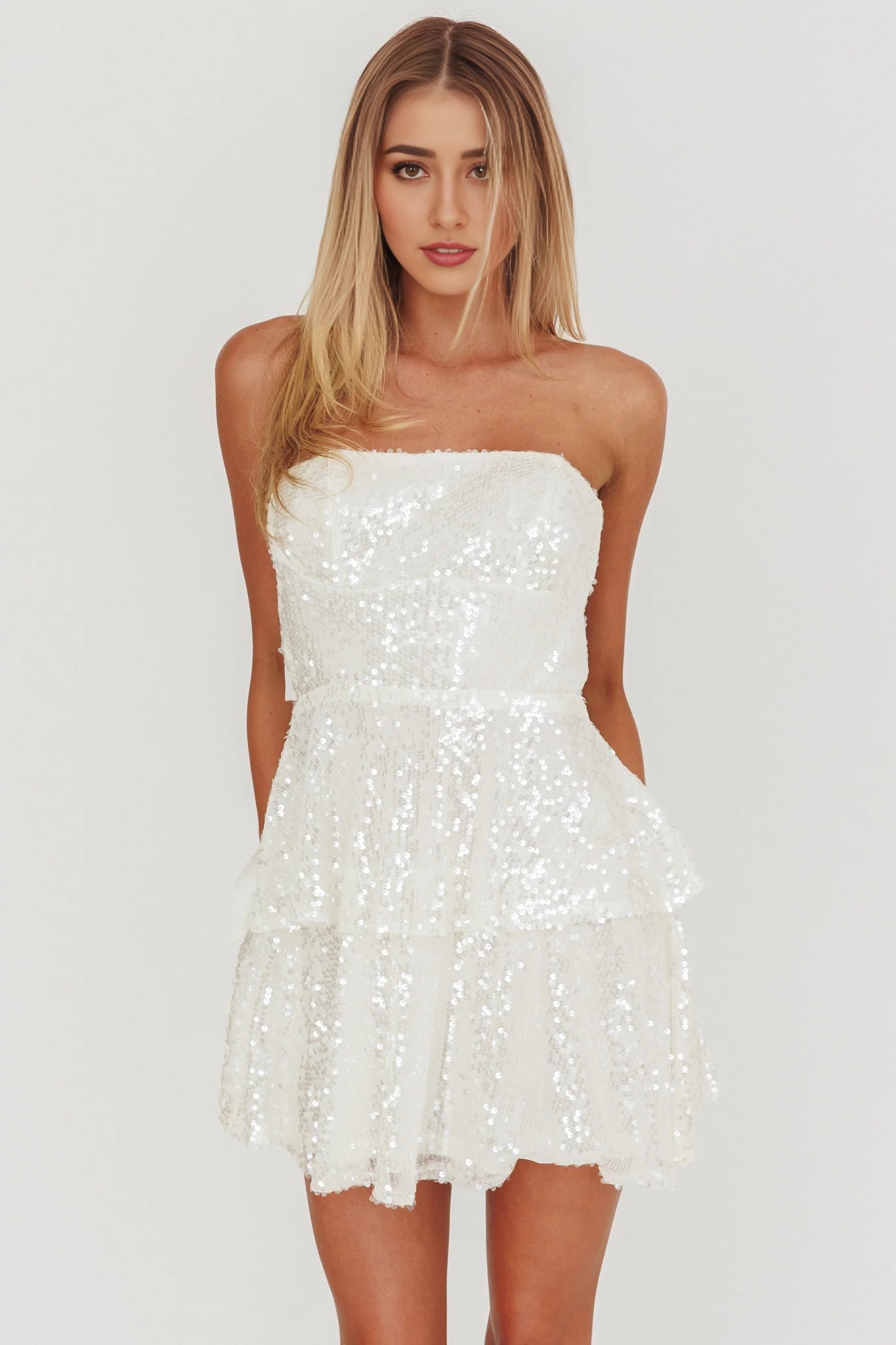 Stunning Short Sparkling Stacked Glitter Mini Homecoming Dresses