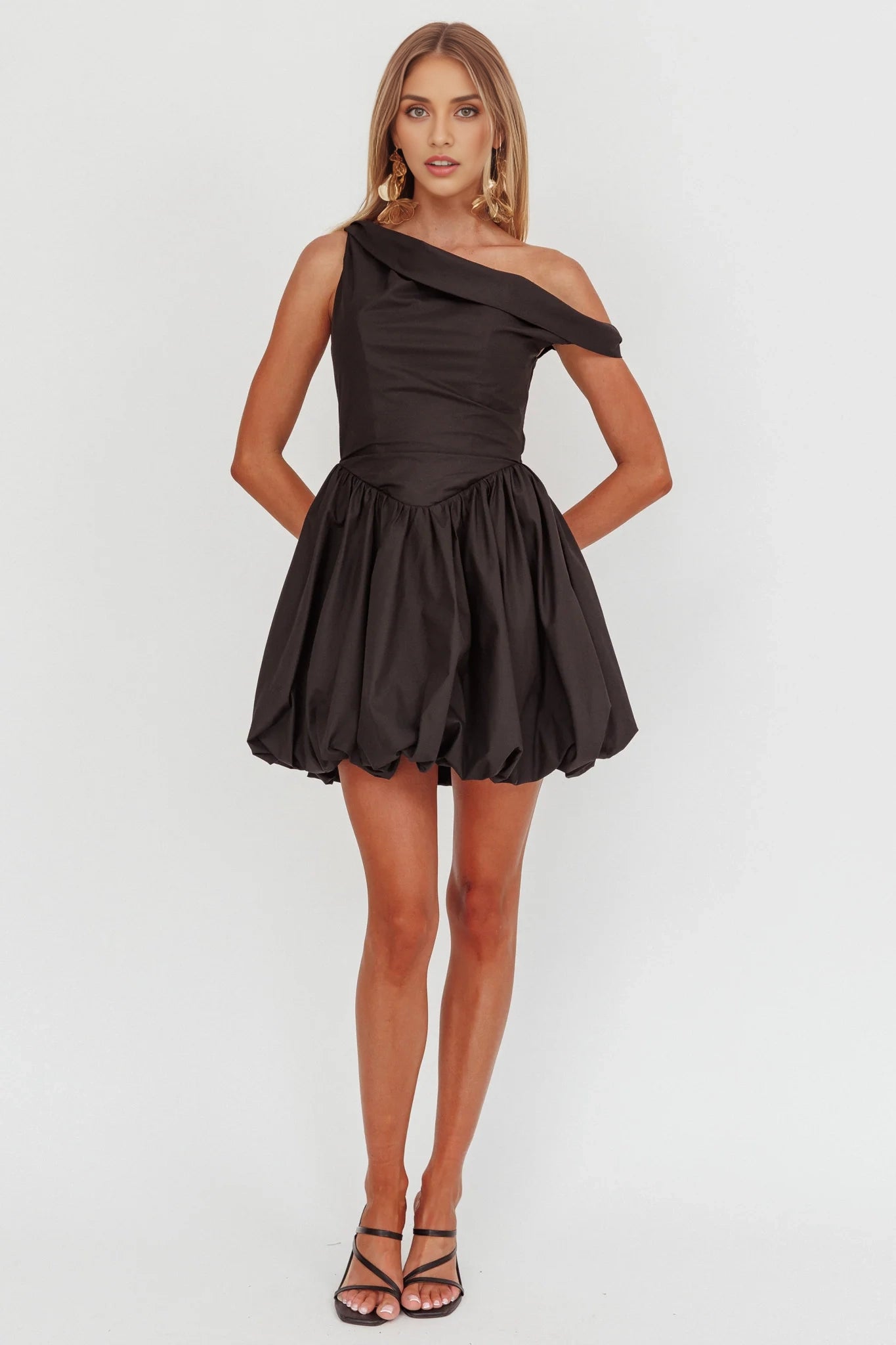 Stunning asymmetrical neckline with back zipper for a stunning look Homecoming Dresses