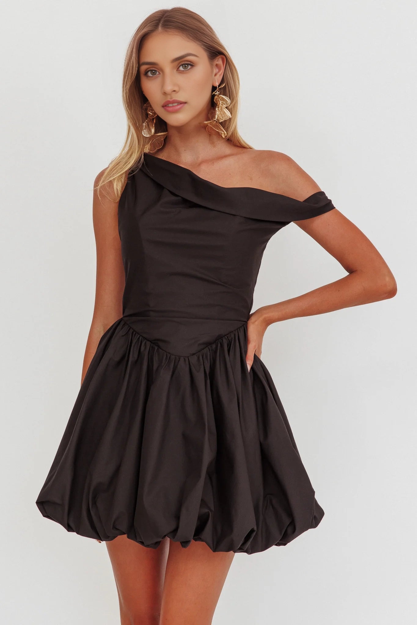 Stunning asymmetrical neckline with back zipper for a stunning look Homecoming Dresses