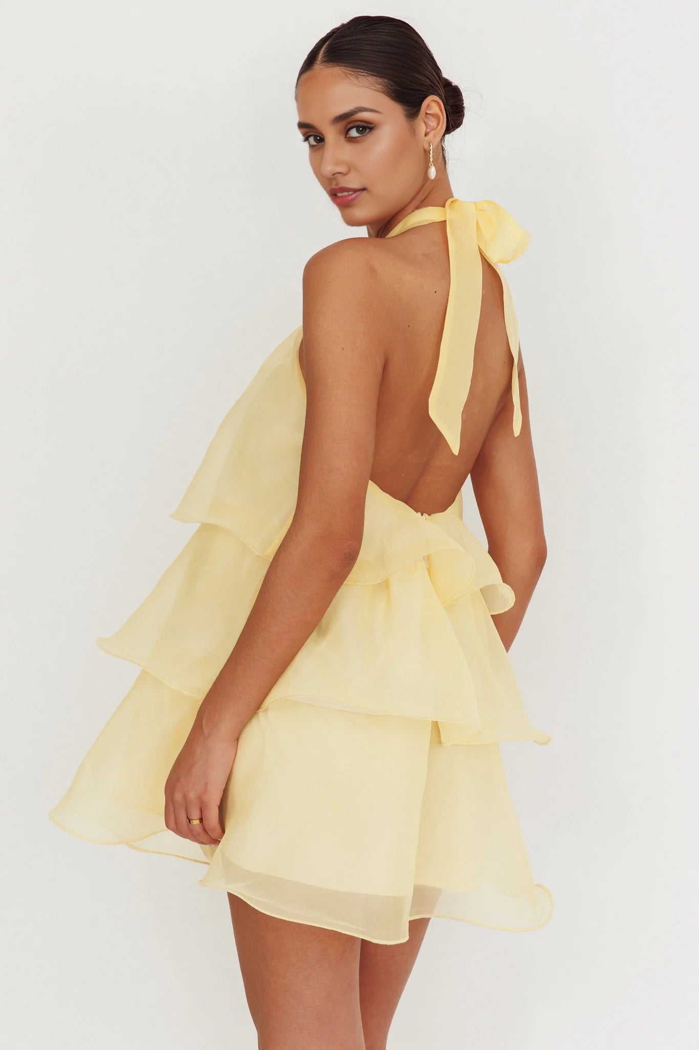Stunning backless mini layered design with layered progression and zipper at the back Homecoming Dresses