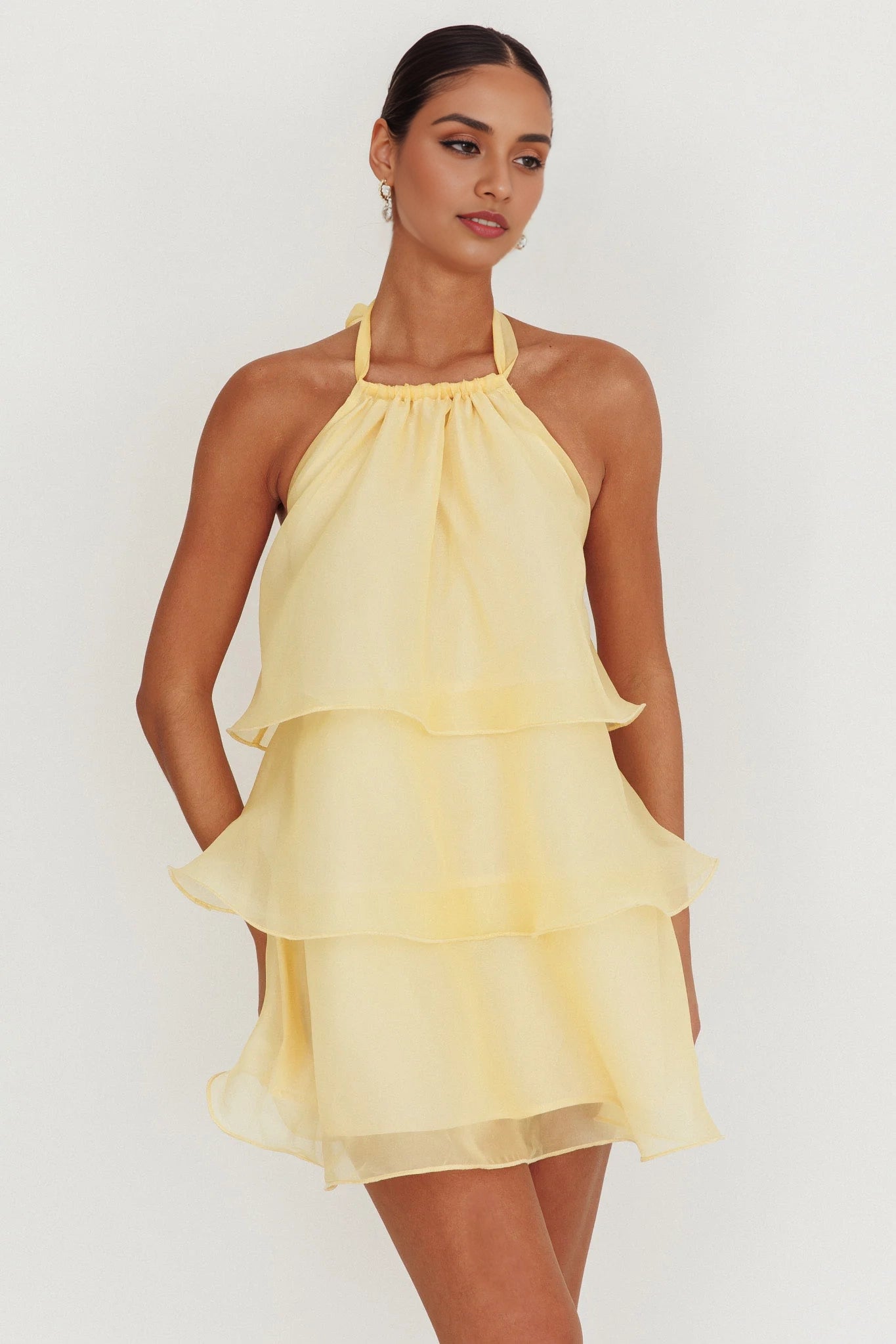 Stunning backless mini layered design with layered progression and zipper at the back Homecoming Dresses