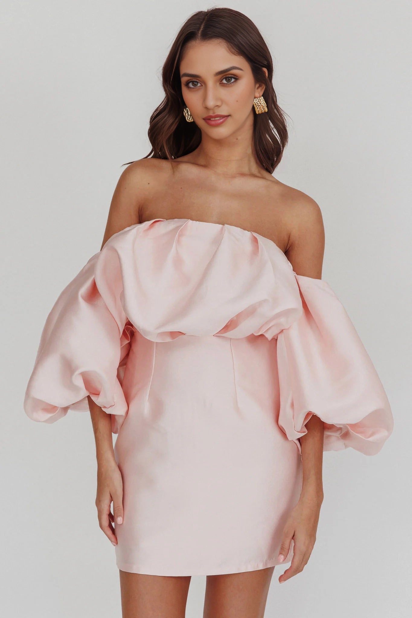 Stunning mini off shoulder bubble neckline with back zipper Homecoming Dresses