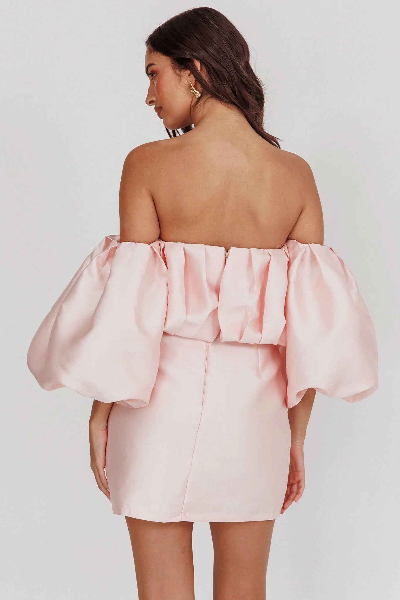 Stunning mini off shoulder bubble neckline with back zipper Homecoming Dresses