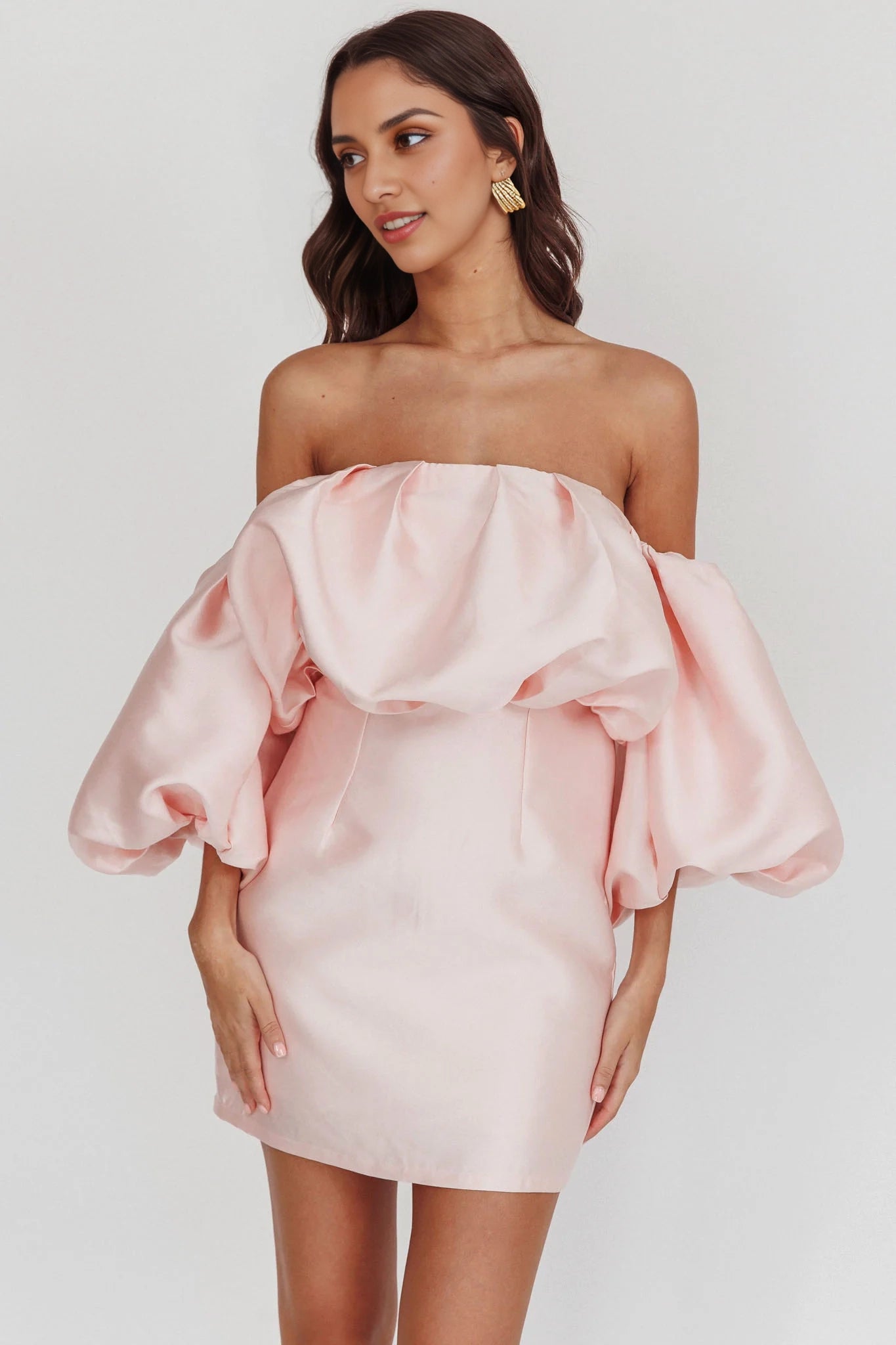 Stunning mini off shoulder bubble neckline with back zipper Homecoming Dresses
