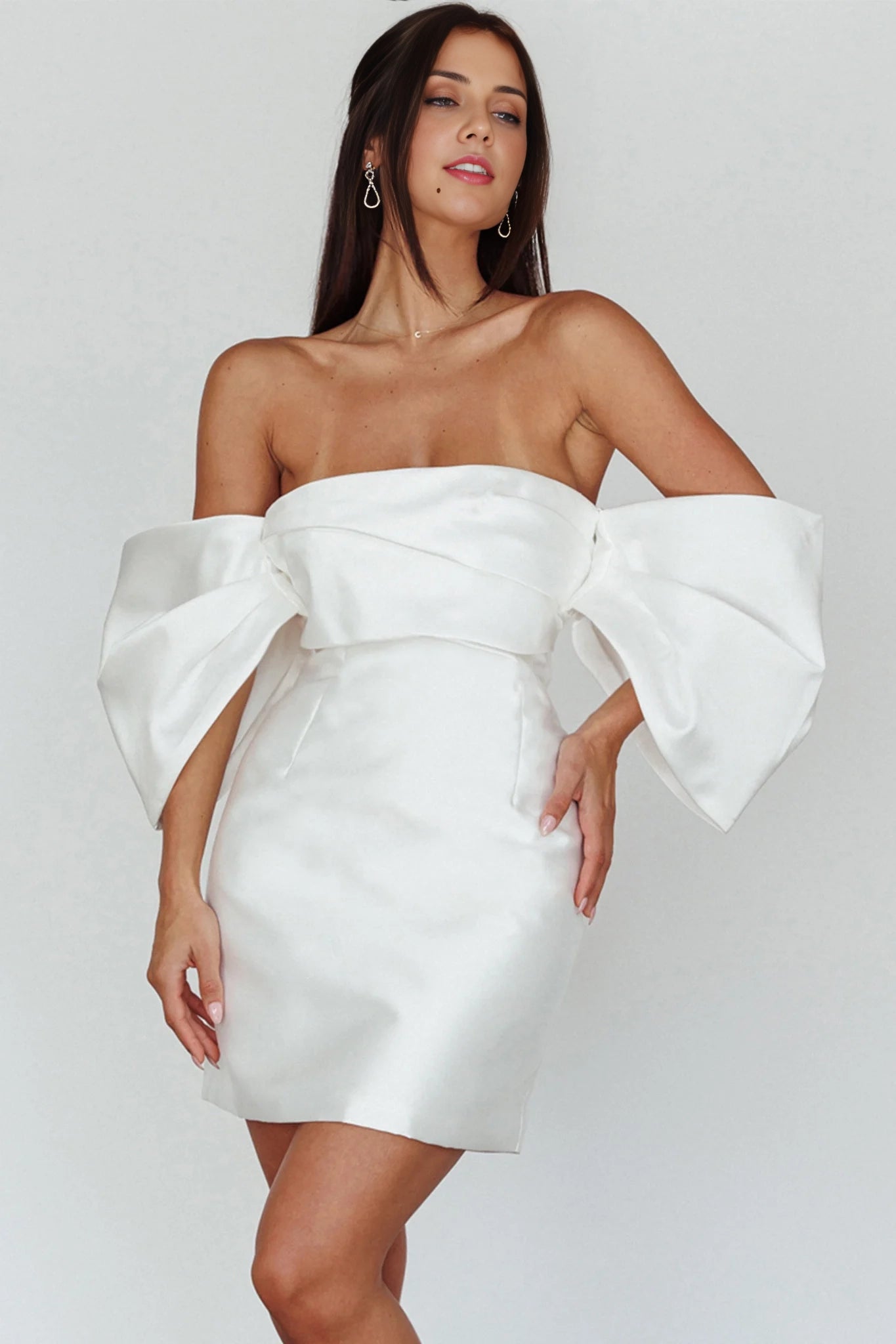 Stunning satin mini off shoulder back with zipper Homecoming Dresses