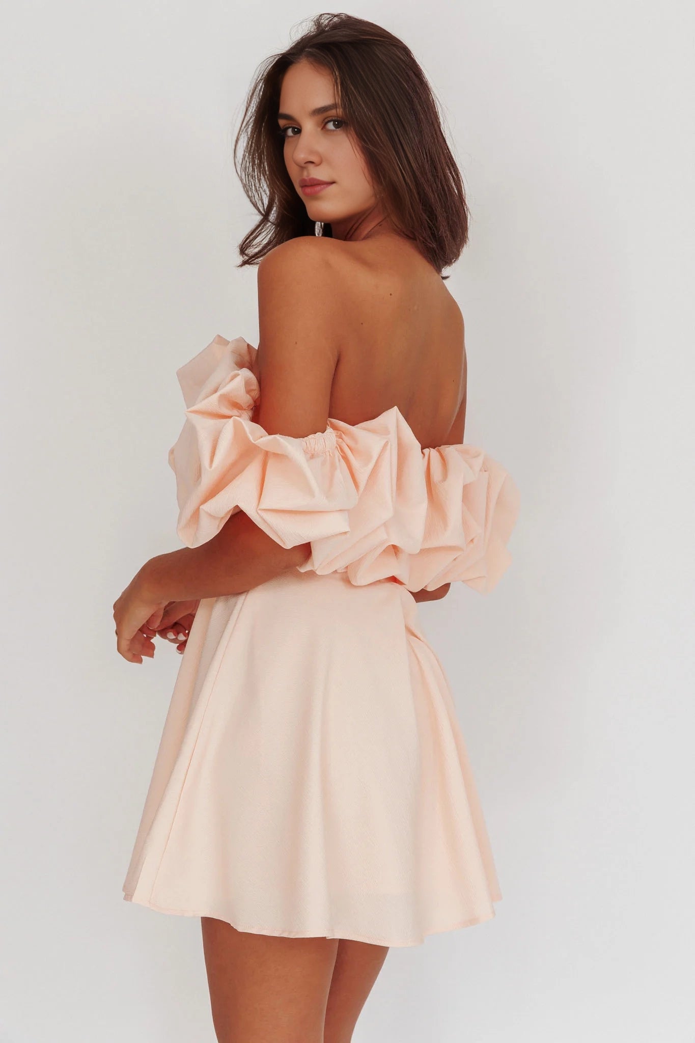 Stunning satin off shoulder mini invisible back zipper Homecoming Dresses