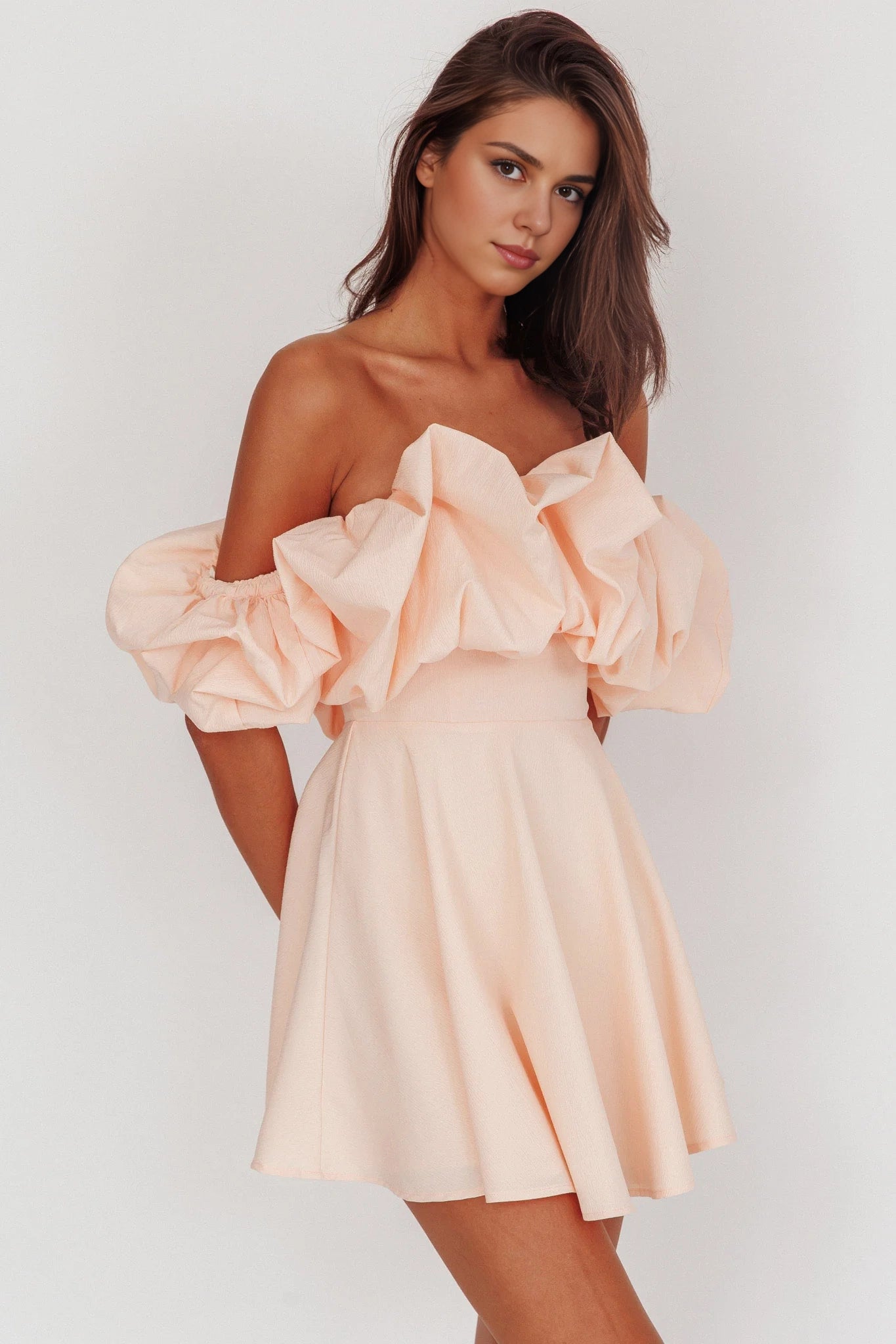 Stunning satin off shoulder mini invisible back zipper Homecoming Dresses