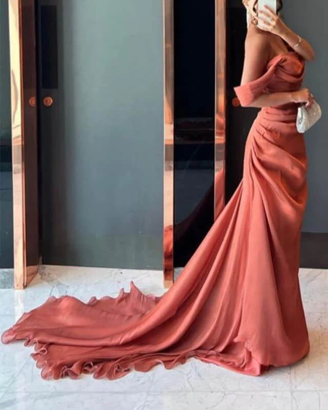 Mermaid Ruched Off The Shoulder Organza Evening Dress