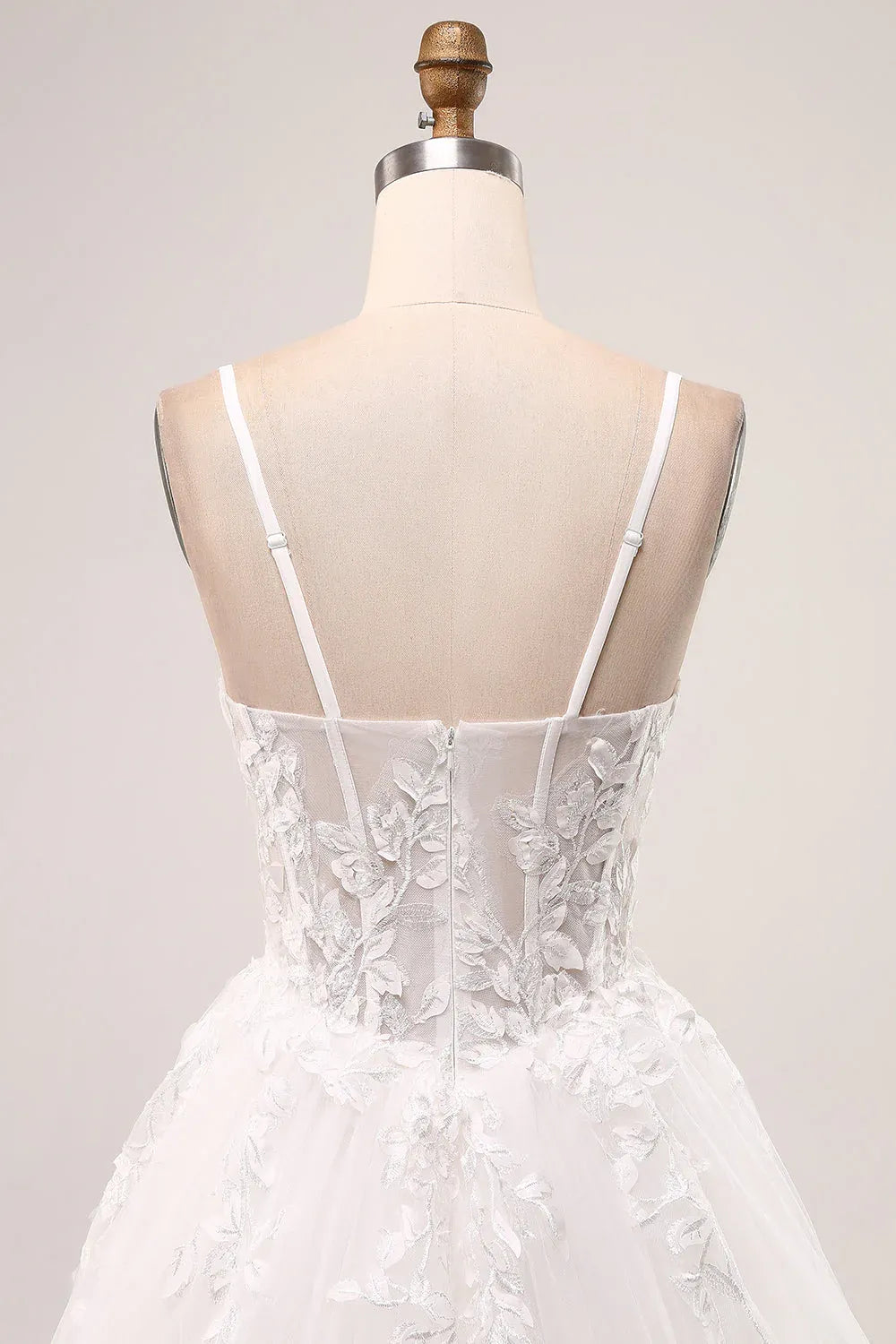 Sweetheart Neck Lace Tulle A-Line Wedding Dress with Slit and Corset Back - Romantic Bridal Gown