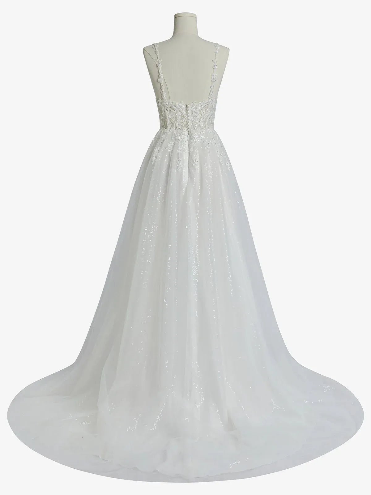 Sweetheart Neckline Beaded Lace A-Line Wedding Dress with Slit - Romantic Garden Bridal Gown