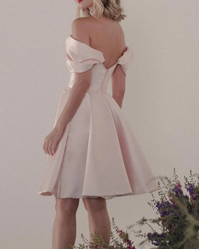 Short Corset Satin Homecoming Dresses Off The Shoulder