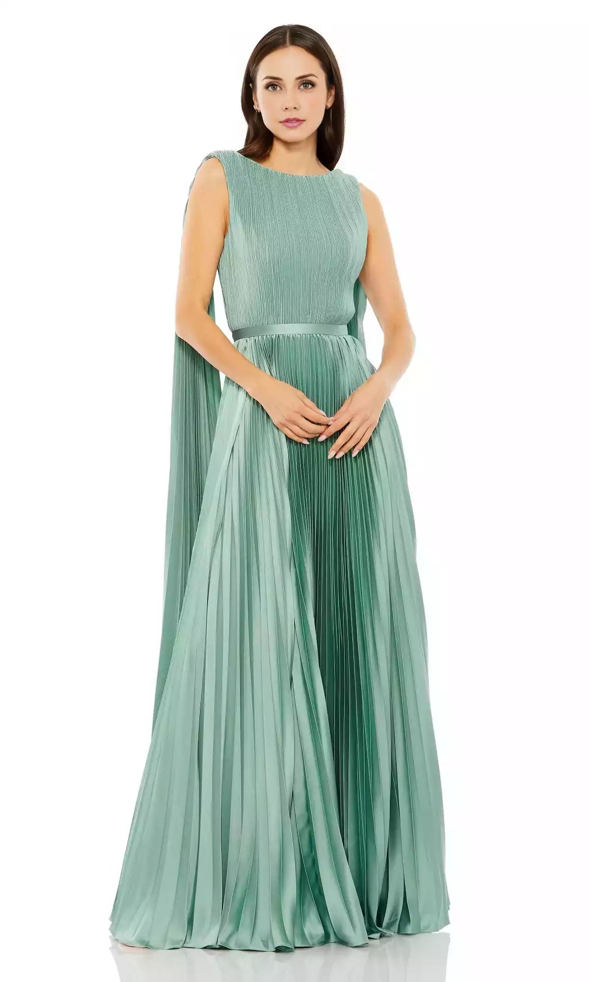 The classic and elegant long pleated sleeveless high neck A-line skirt makes a stunning appearance at Prom Dresses