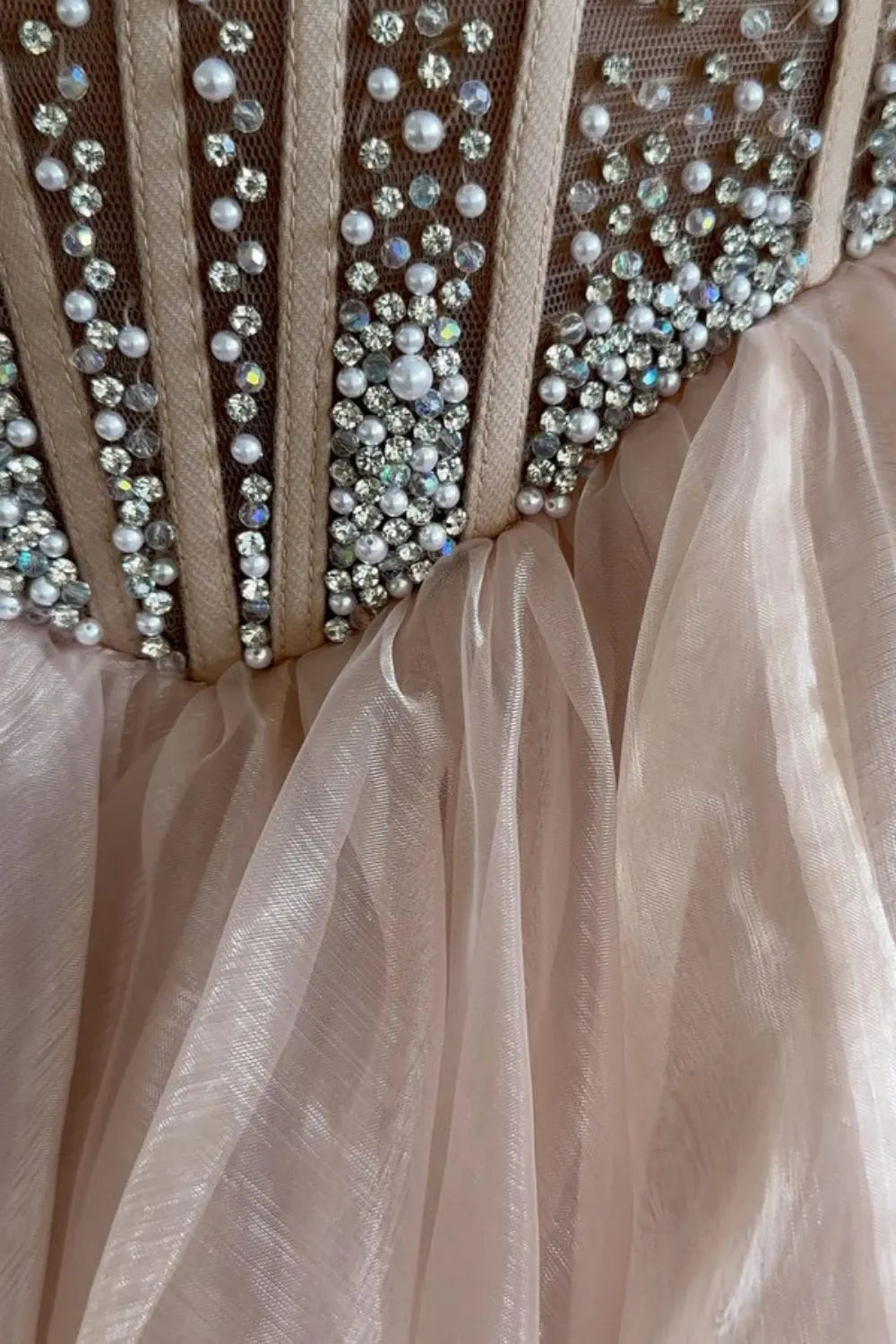 A-Line Strapless Long Tulle Prom Dress With Split And Beading