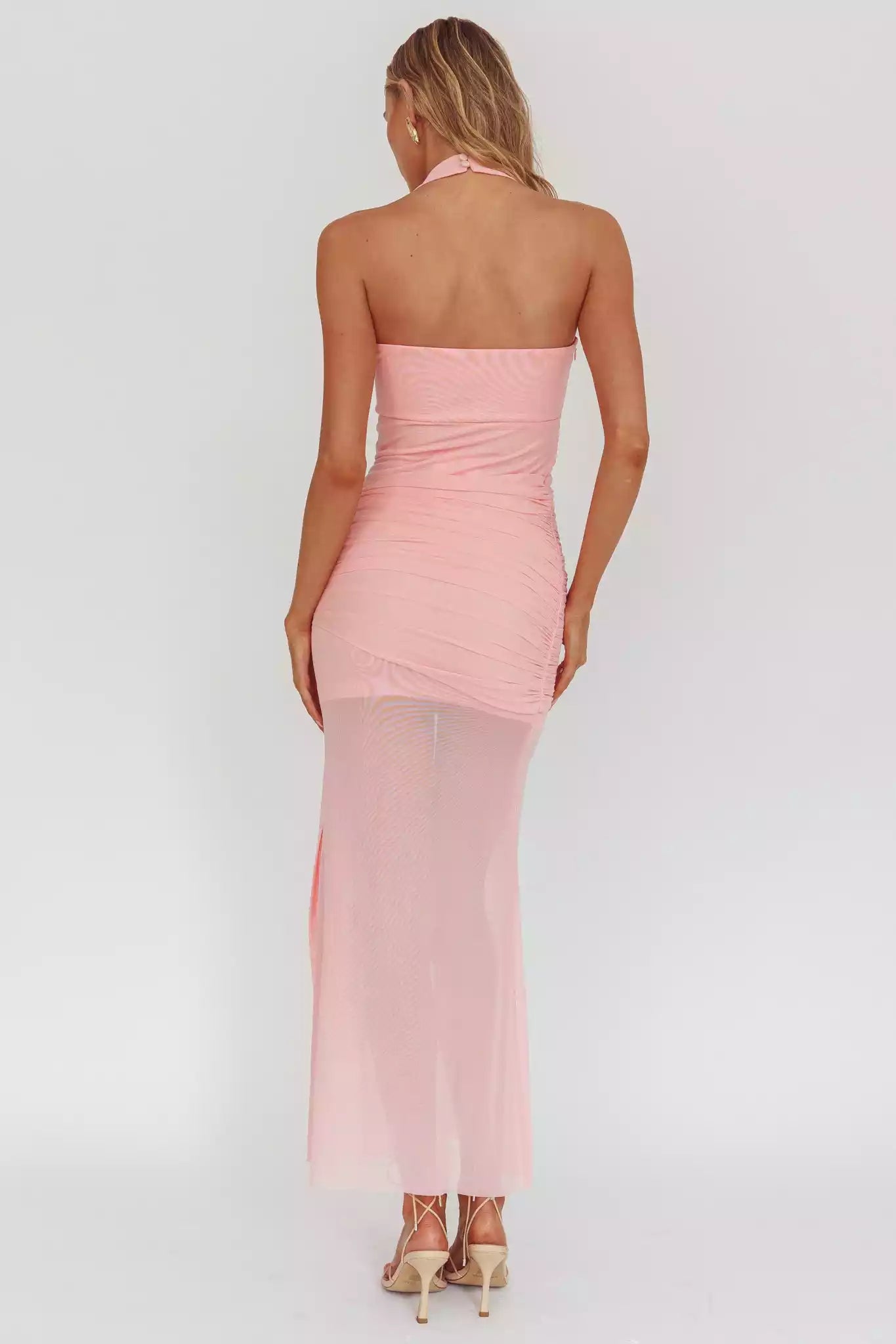 Unforgettable lining, backless pleat details, transparent hem, side zipper Prom Dresses