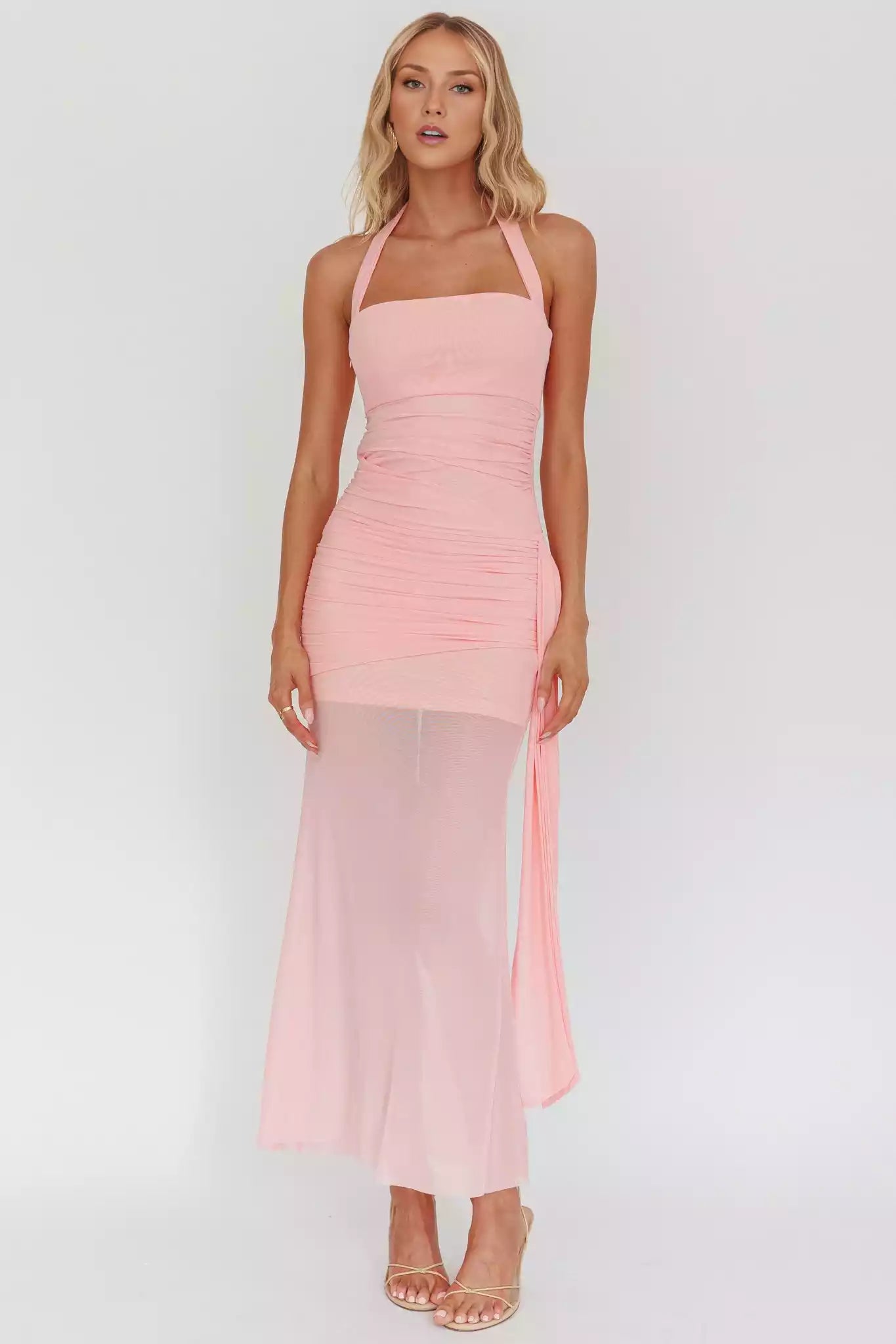 Unforgettable lining, backless pleat details, transparent hem, side zipper Prom Dresses