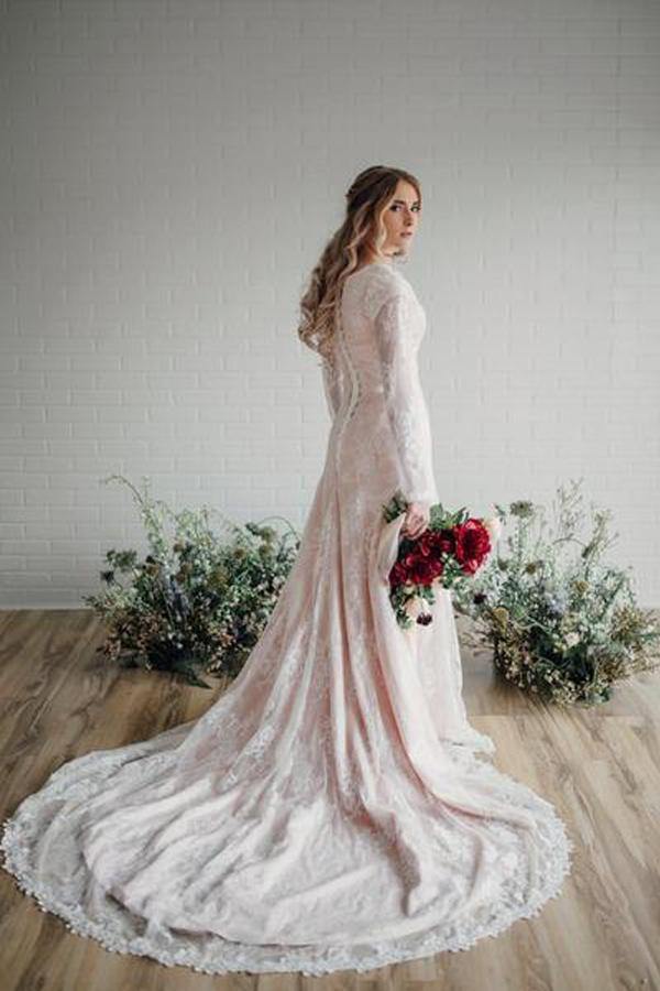 Unique Long Sleeve Mermaid Lace Wedding Dresses