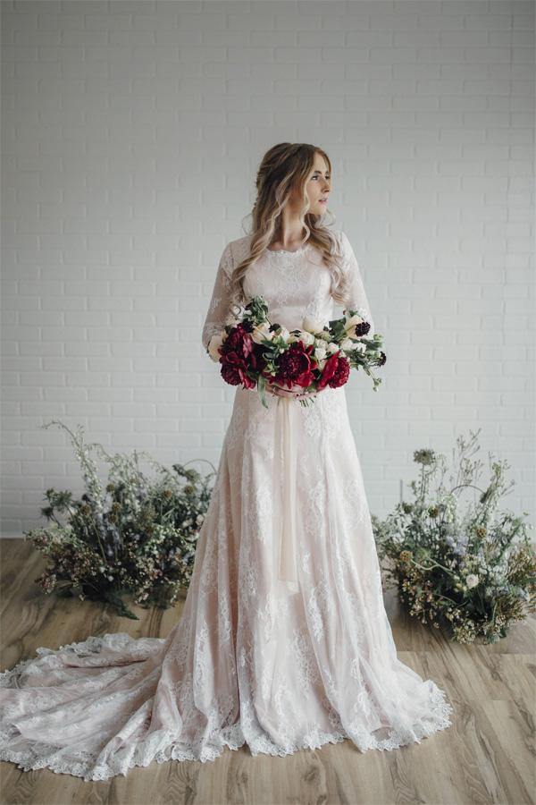 Unique Long Sleeve Mermaid Lace Wedding Dresses