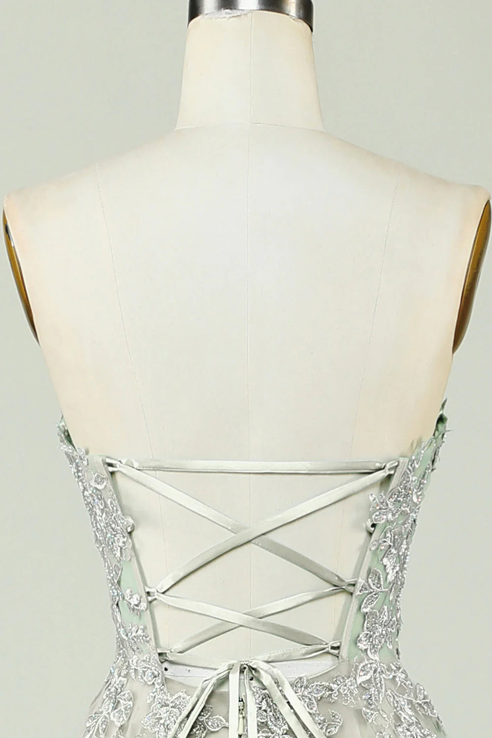 Sweetheart Beaded Light Green Long Prom Dress with Slit Front