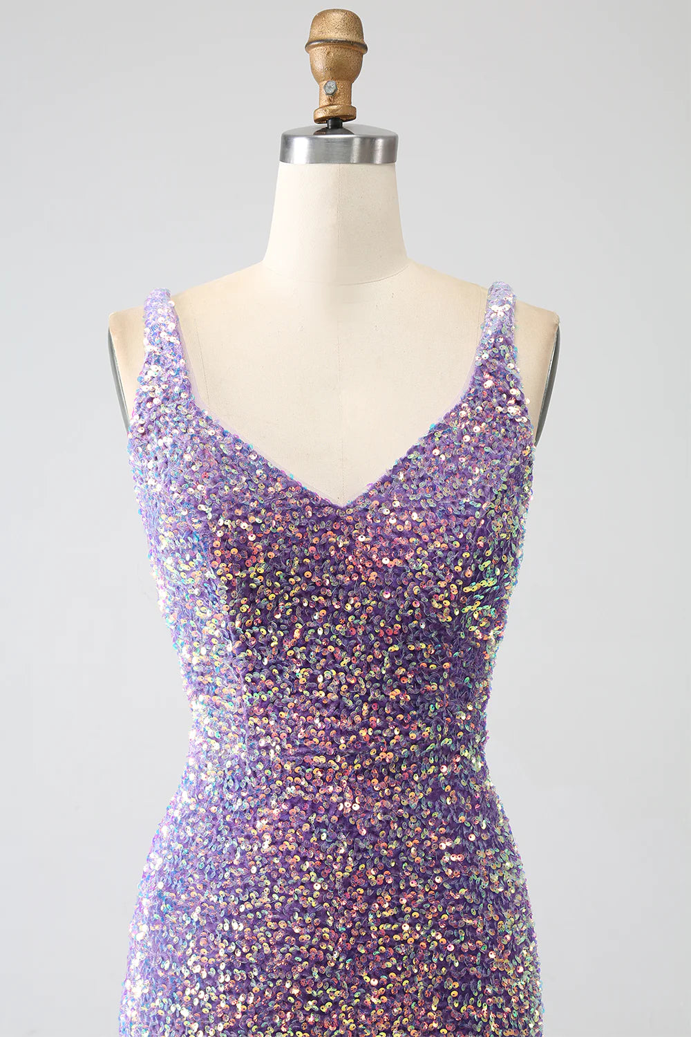 Sparkly Mermaid Light Purple Sequins Prom Dress with Slit