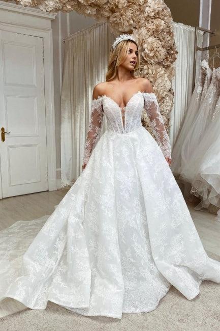 Beautiful Sweetheart Long Sleeve Lace Wedding Dress