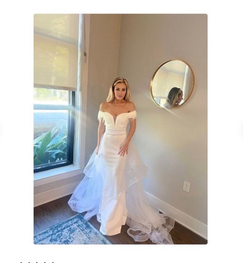 Mermaid Off Shoulder Appliques Wedding Reception Dress with