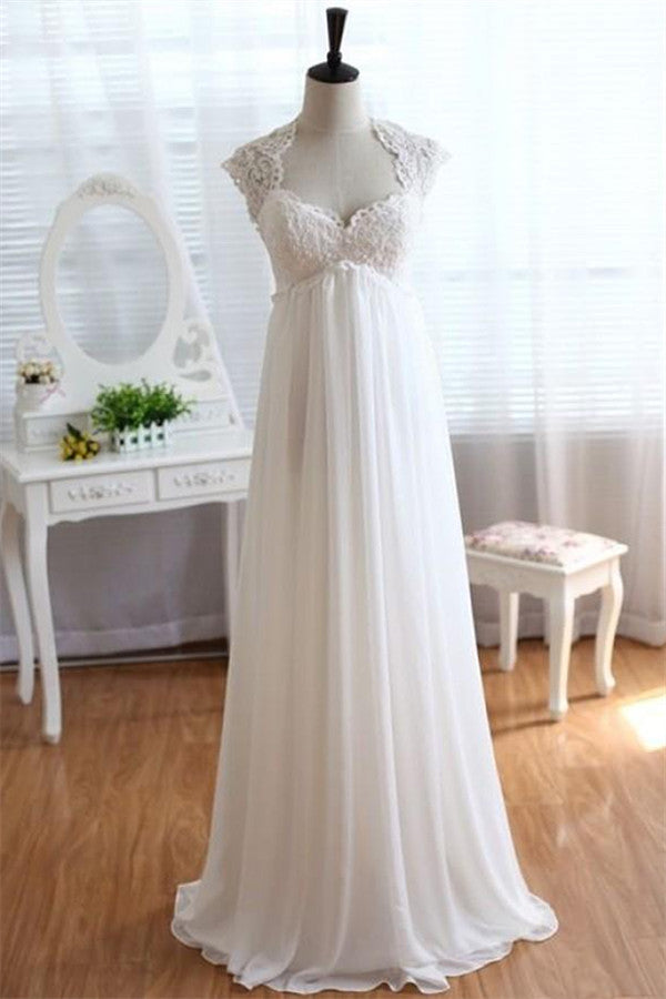Waist Wedding Dress Lace Chiffon Summer Beach Bride Dresses
