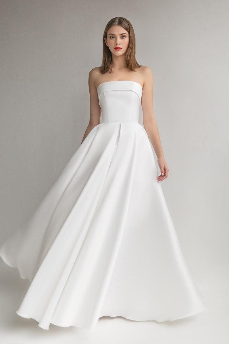 Ball Gown Wedding Dress A-line Silhouette Minimalist Dress Long Bridal Gown