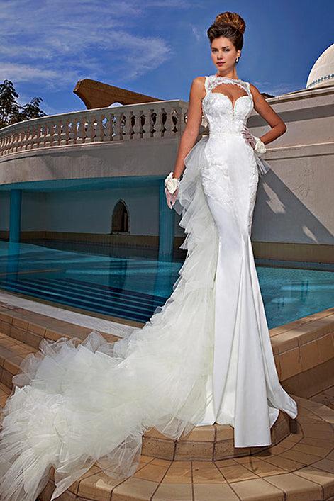 Wedding Dresses Open Back Tulle Bowknot Bridal Dresses with Beadings