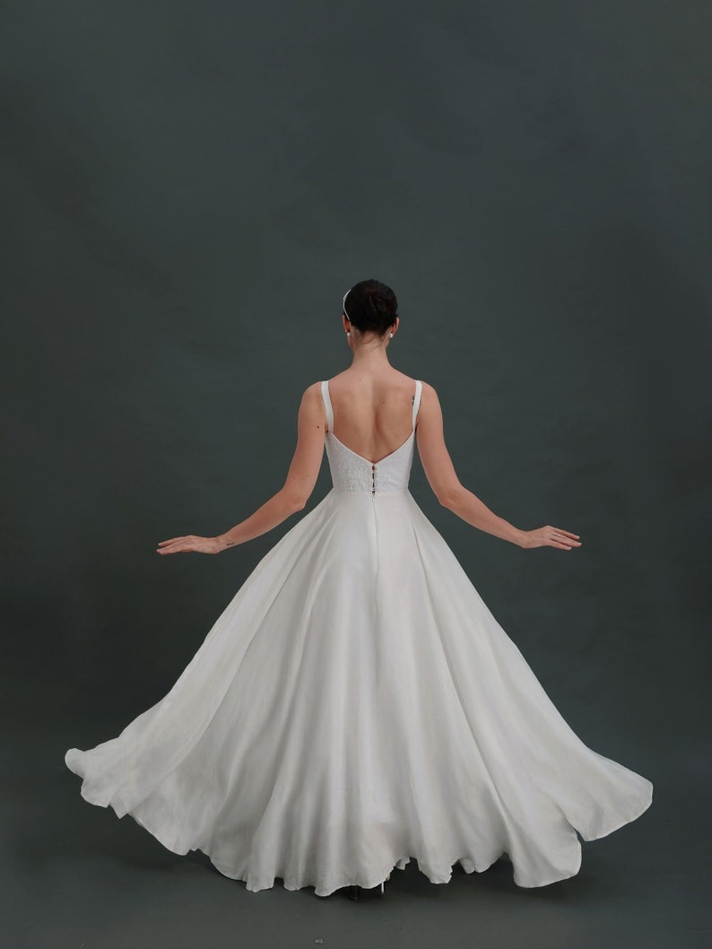 Wedding Dress and Lace Gown Modest Wedding Dress Simple Wedding dress Alternative wedding dress White Linen Dress