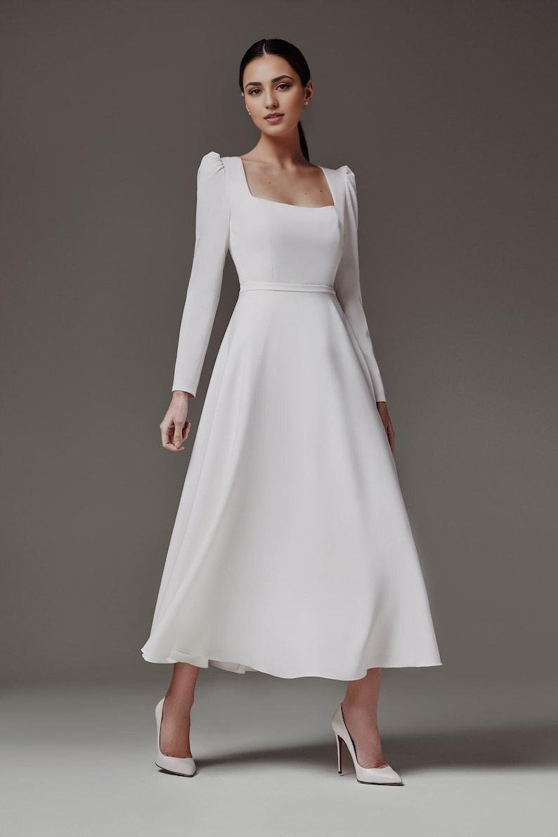 Modest wedding dress Courthouse wedding dress Long sleeve dress Simple wedding dress
