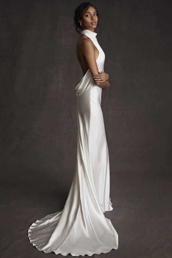 Backless High Neck Mermaid Wedding Dress