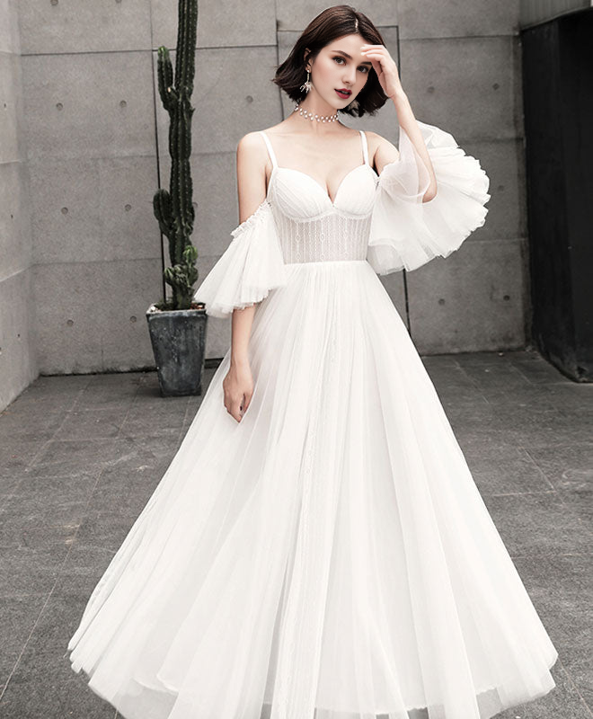 Tulle Long Prom Dress White Evening Dress