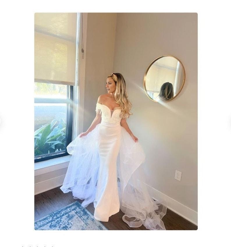 Mermaid Off Shoulder Appliques Wedding Reception Dress with