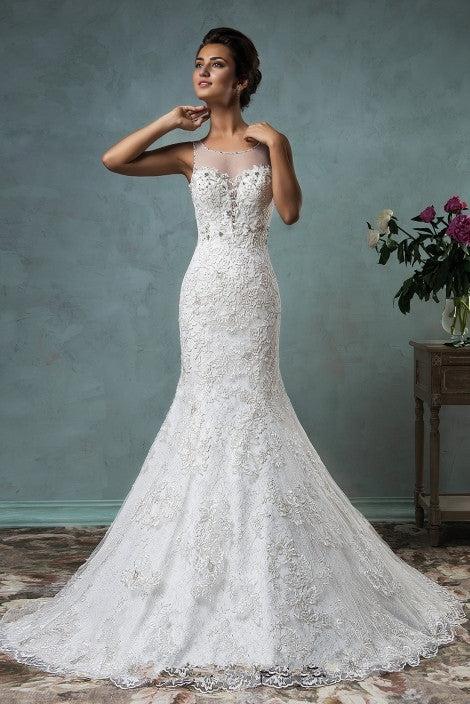 Long Wedding Dress New Arrival Lace Sweep Train Bridal Gown