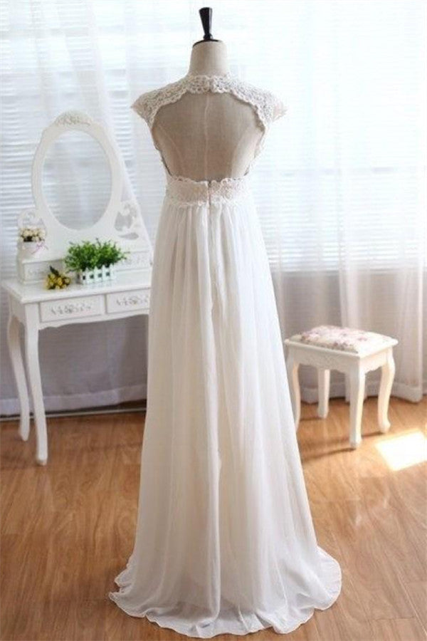 Waist Wedding Dress Lace Chiffon Summer Beach Bride Dresses