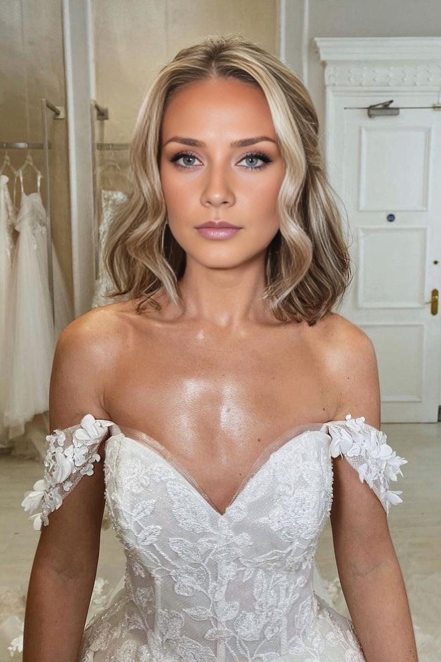 Off-the-Shoulder Appliques Bridal Dresses Long On Sale