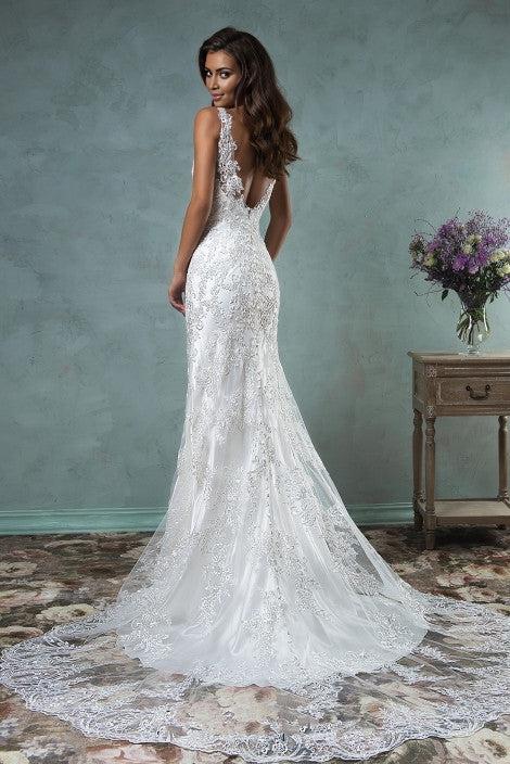 Mermaid lace wedding dress spaghetti strap backless sweeping train bride dress