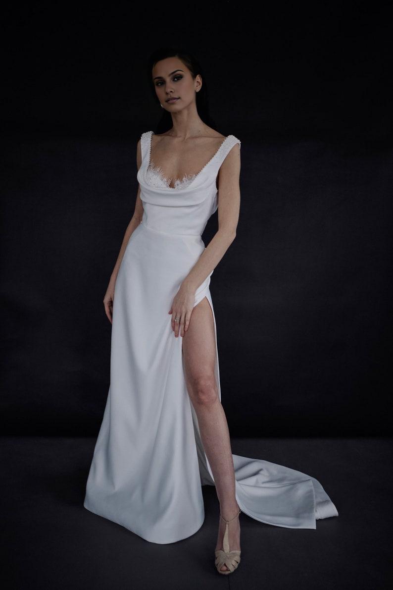 Wedding dress Embroidered corset dress Handmade bridal gown Open back dress with