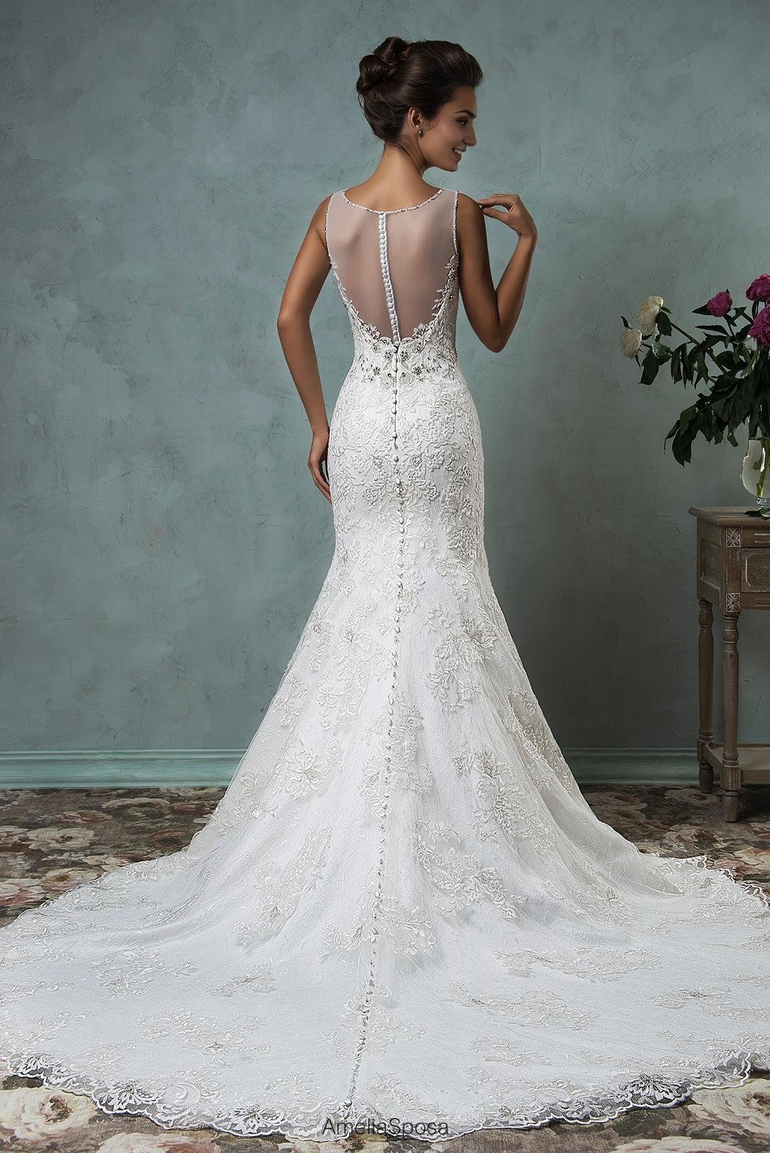 Long Wedding Dress New Arrival Lace Sweep Train Bridal Gown