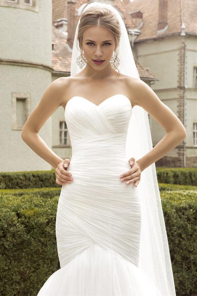 Mermaid chiffon bridal gown sweetheart sleeveless wedding dress