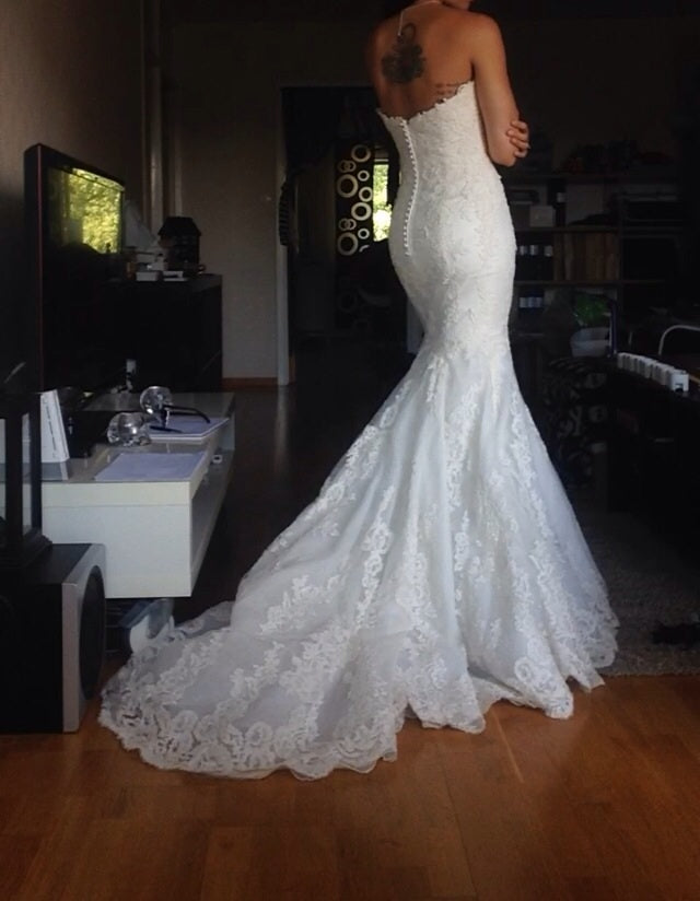 Lace Mermaid Bridal Gown Popular Custom Made Trumpet Plus Size Wedding Dress