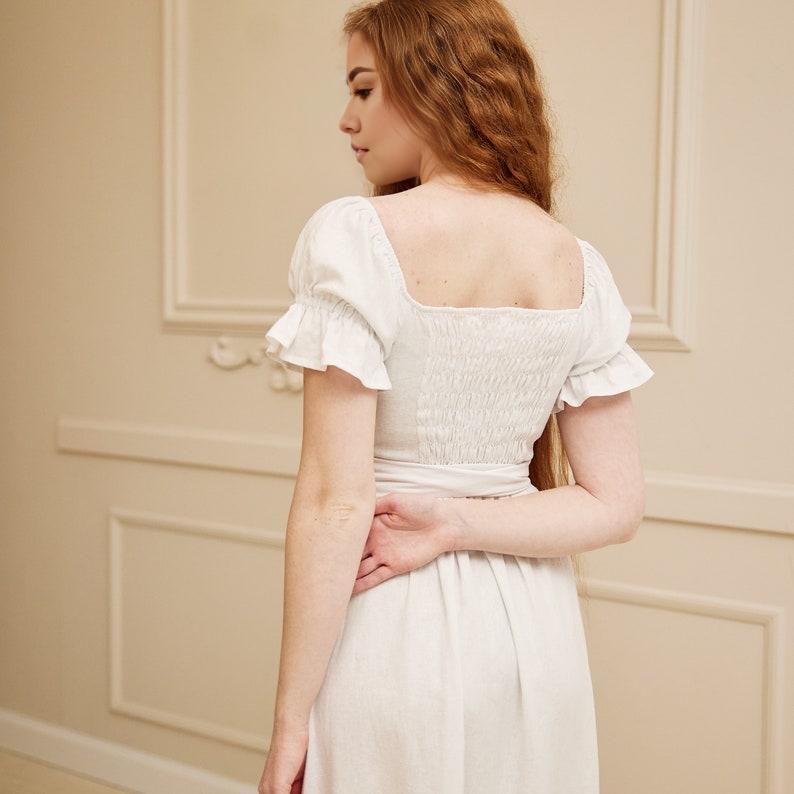 Linen white dress  Modest wedding dress romantic Simple wedding dress boho Alternative wedding dress