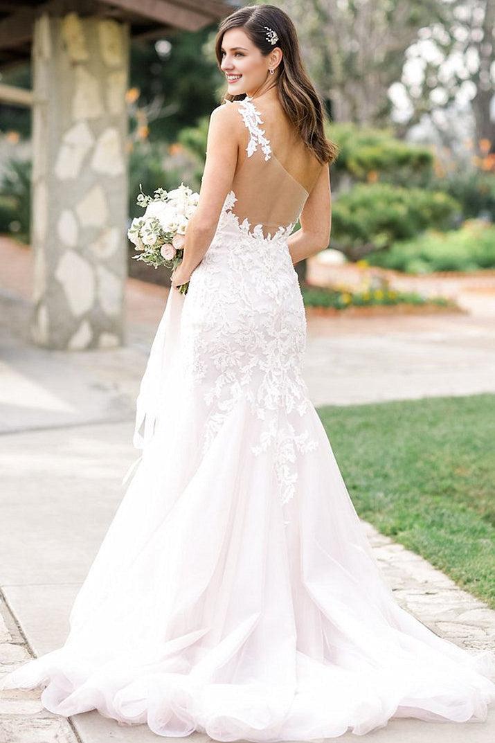 One Shoulder Mermaid Lace Bridal Gowns New Arrival Custom Made Plus Size Wedding Dress