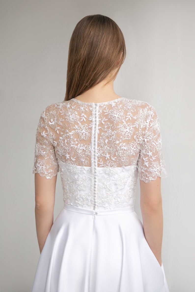 Modest Wedding Dress Satin Wedding Dress A-line Silhouette