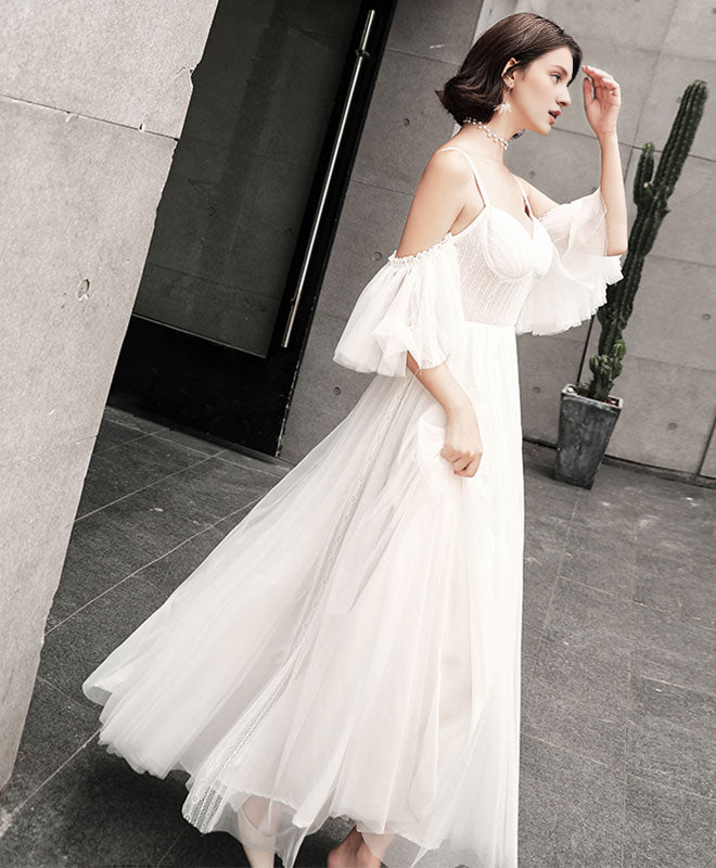 Tulle Long Prom Dress White Evening Dress