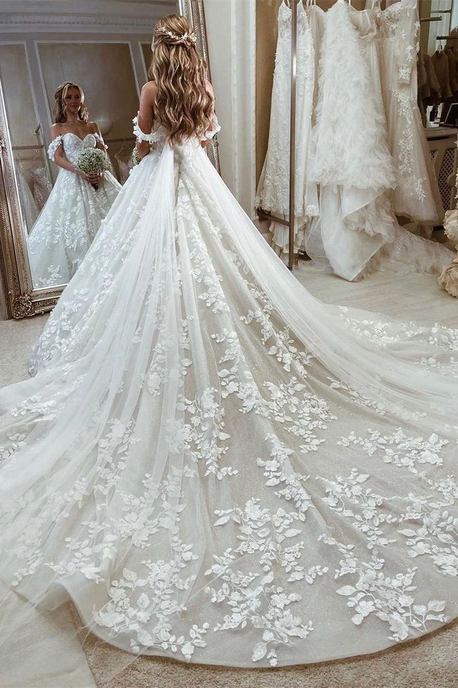 Off-the-Shoulder Appliques Bridal Dresses Long On Sale