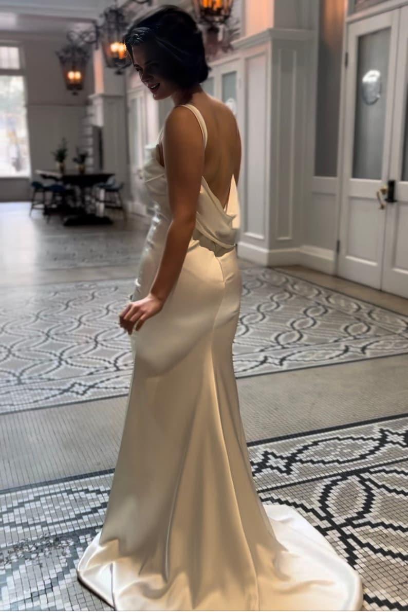 With Fit And Flare Silhouette And Covered Button Detail Optional Low Back With Or Without Cowl