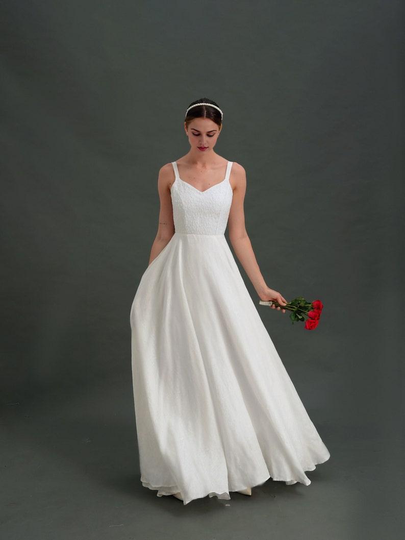 Wedding Dress and Lace Gown Modest Wedding Dress Simple Wedding dress Alternative wedding dress White Linen Dress